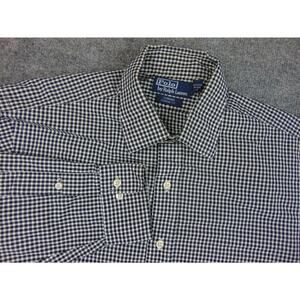 Polo Ralph Lauren Men's Large Shirt Curham Classic Fit Black White Gingham Check